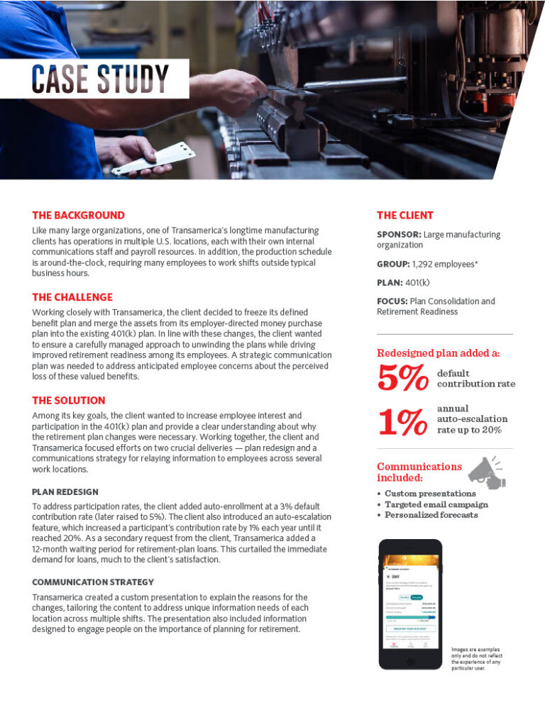 Case Study: Employee benefit plan redesign for large manufacturer ...